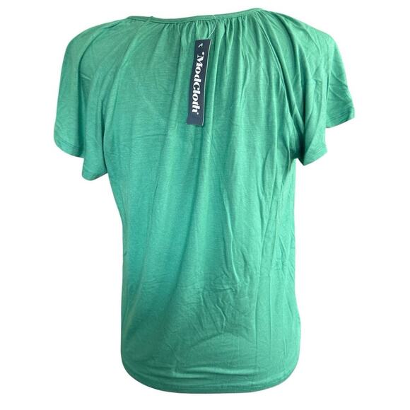 ModCloth Top Women's Vneck Green Small S/S M4402074 Stretch Casual Granolagirl - Picture 3 of 10